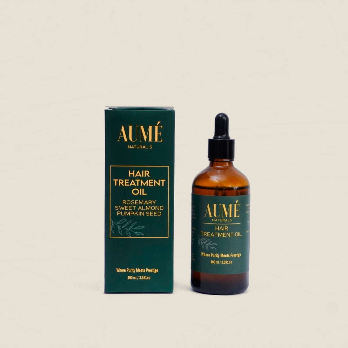 AUMÉ Naturals Hair Treatment Oil bottle and box, 100ml